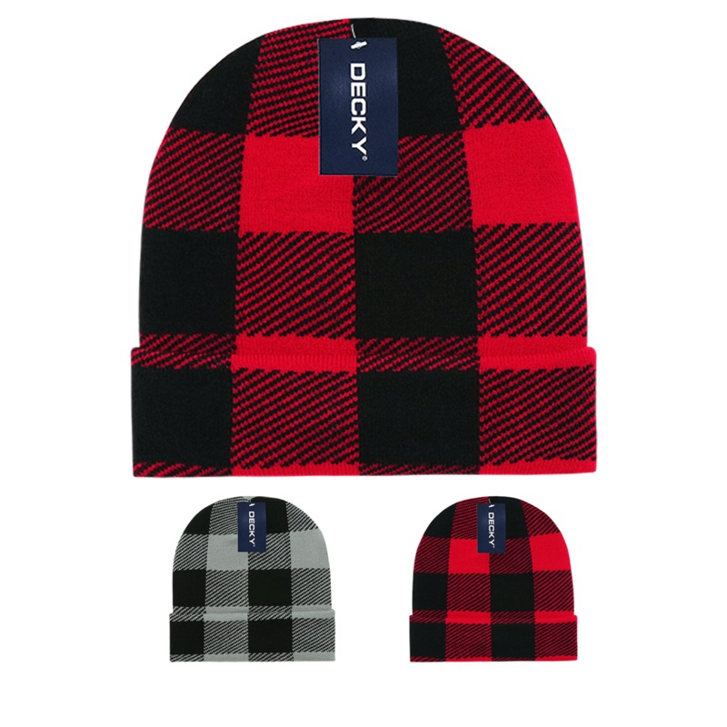 Decky 8027 Buffalo Plaid Long Beanie Knit Cap – CASE Pricing