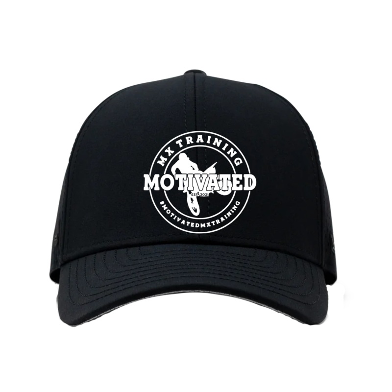 Motivated MX Training  Waterproof Performance HTV Trucker Snapback Hat Black