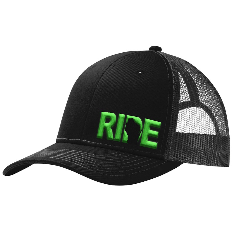 Ride Wisconsin  Pro Embroidered Snapback Trucker Hat Black/Green Green