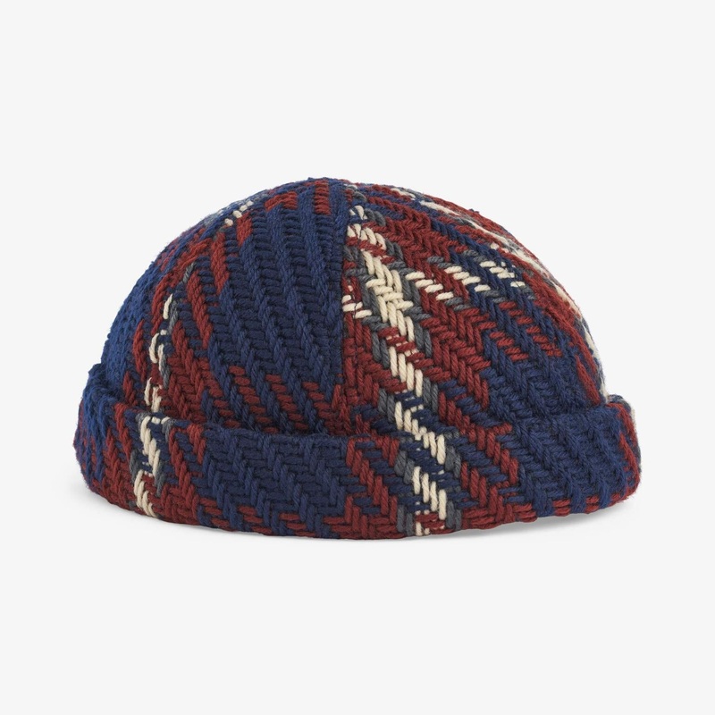 Upfront Nordic Headwear – RAIN Checked Docker Cap – Navy