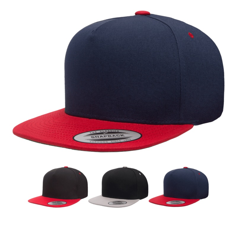 Yupoong 6007T 5-Panel Cotton Twill Snapback Hat, Flat Bill Cap – YP Classics