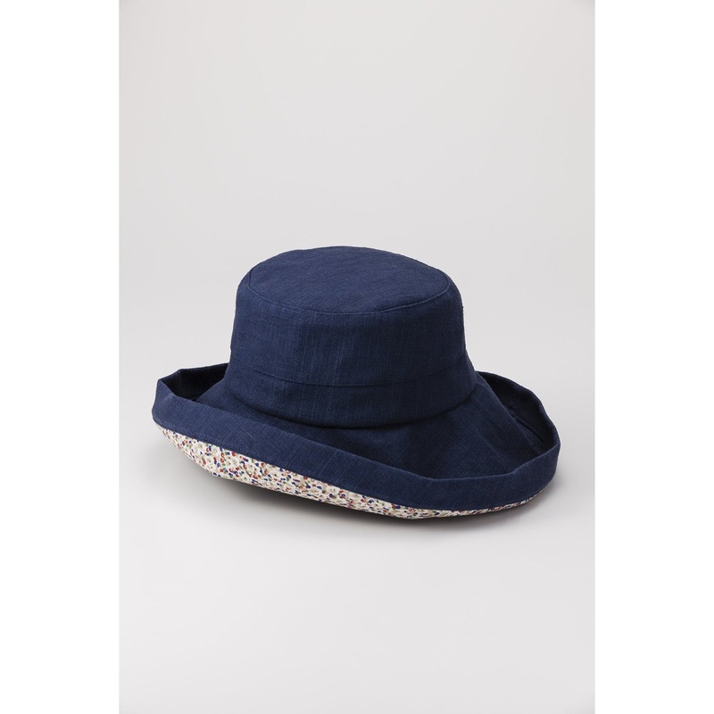 LINEN FLOWER HAT|Navy|Pink|R