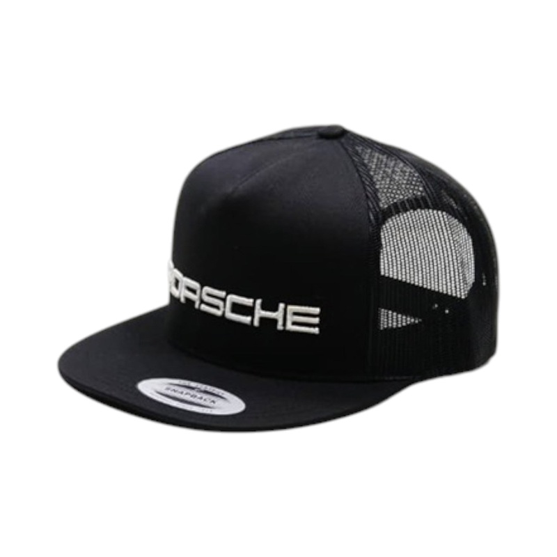 6-Panel Black Snapback Cap Embroidered Logo