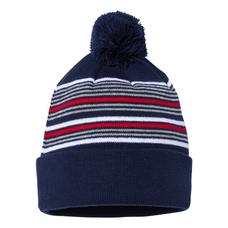 Sportsman SP60 – 12 Striped Pom-Pom Knit Beanie – SP60