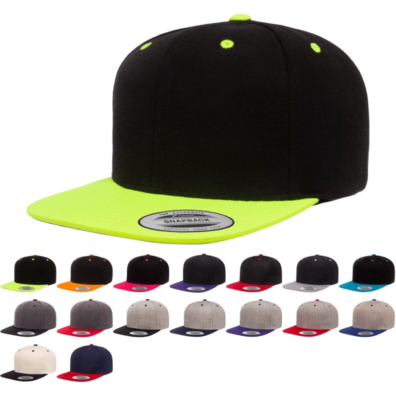 Yupoong 6089MT Premium Snapback Hat, Flat Bill Cap, 2-Tone Colors – YP Classics