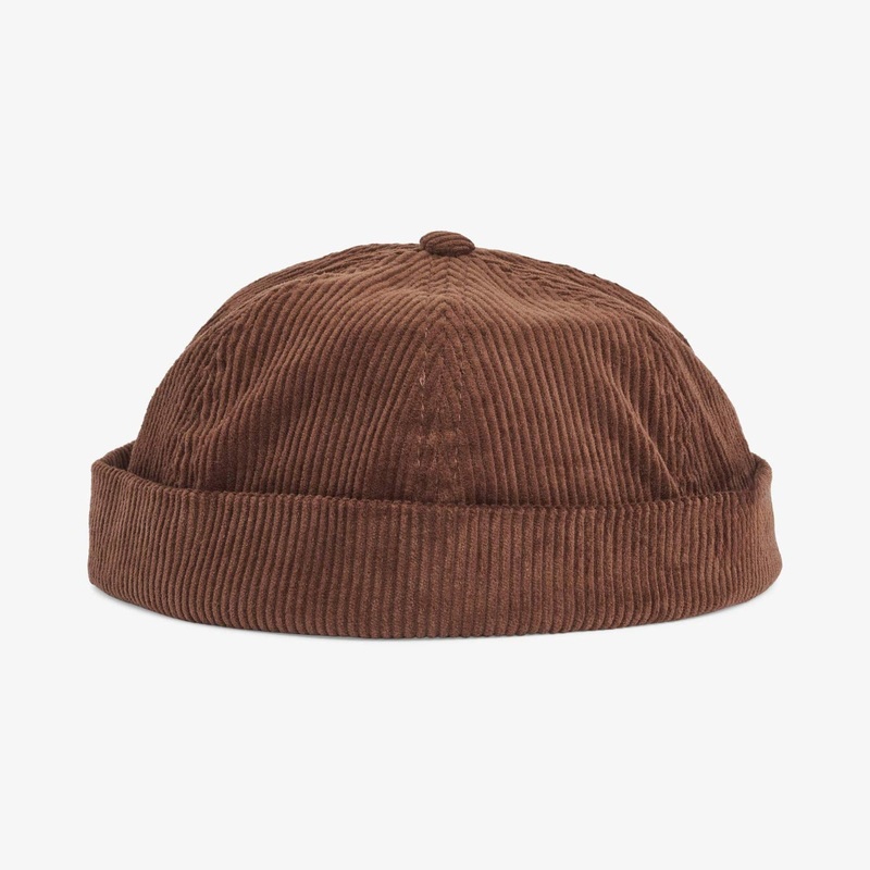 Upfront Nordic Headwear – ECHO Corduroy Docker Cap – Dark Brown