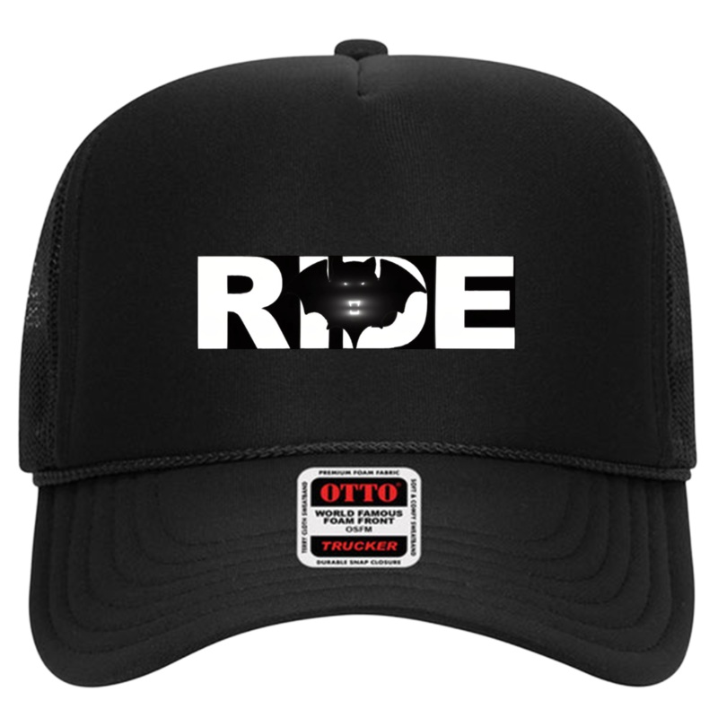 The Bat Wolf  5 Panel High Crown Mesh Back Trucker Hat Black