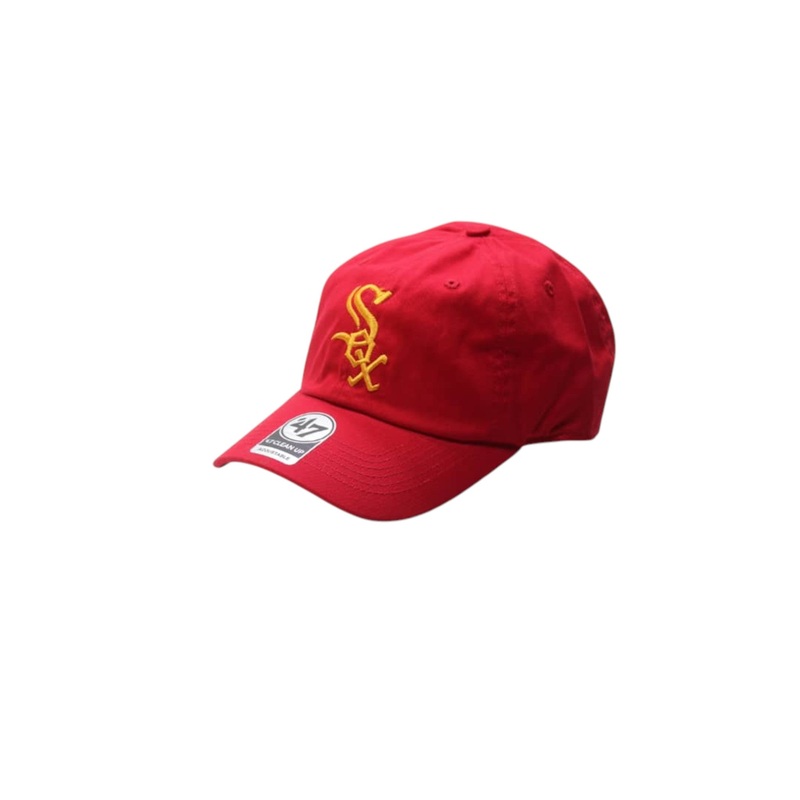 47 Brand Chicago White Sox Red MLB Adjustable Hat – Gold Logo Clean Up Cap