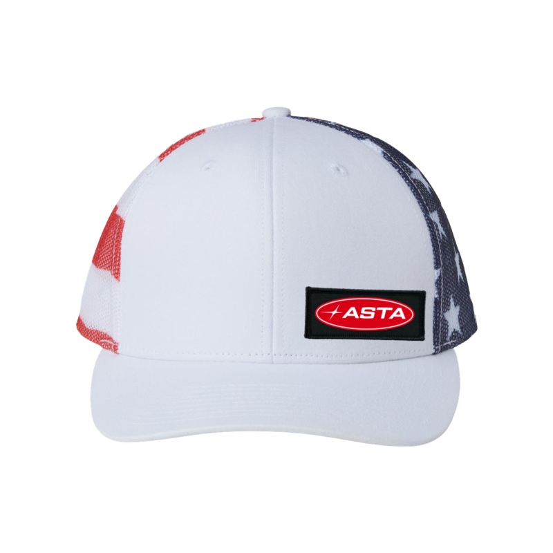Automotive Service and Tire Alliance   Patch Kati Snapback Trucker Hat White/ USA Flag