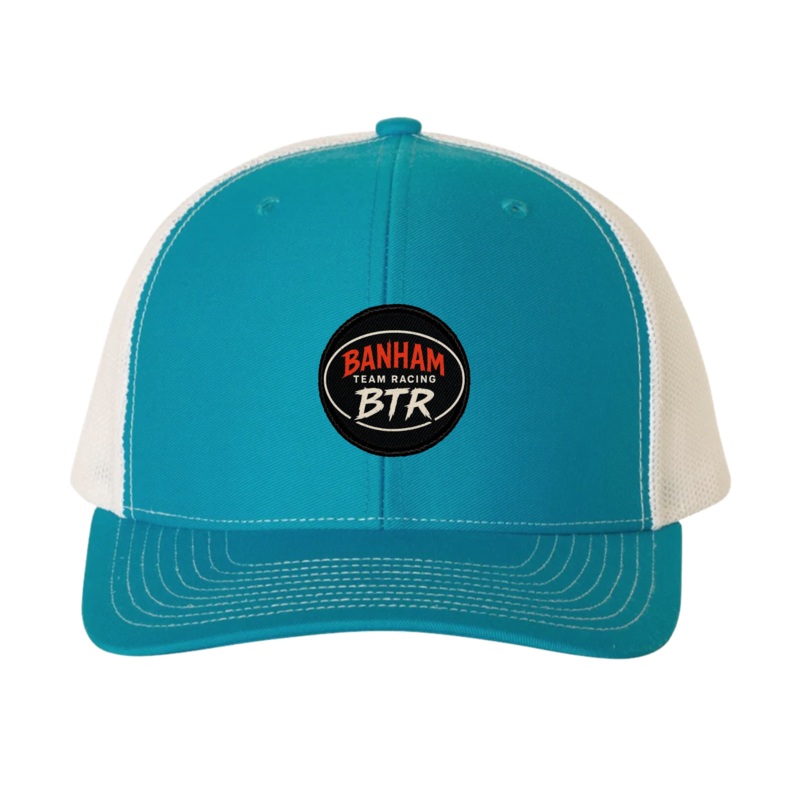 Banham Team Racing    Patch Snapback Trucker Hat Cyan/ White