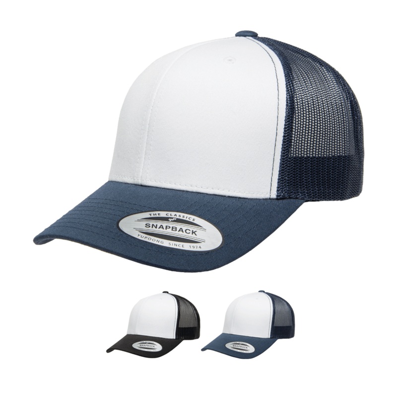 Yupoong 6606W Retro Trucker Hat, Baseball Cap with Mesh Back, White Front – YP Classics