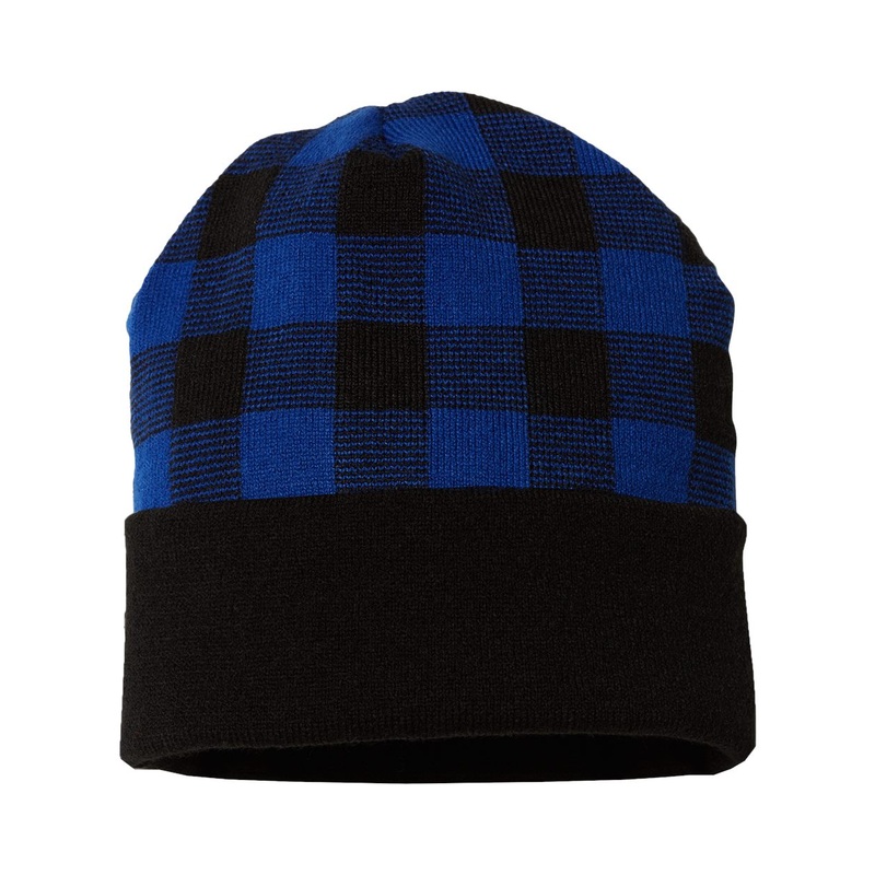 Cap America RKP12 USA-Made Plaid Beanie Checkered Knit Cap