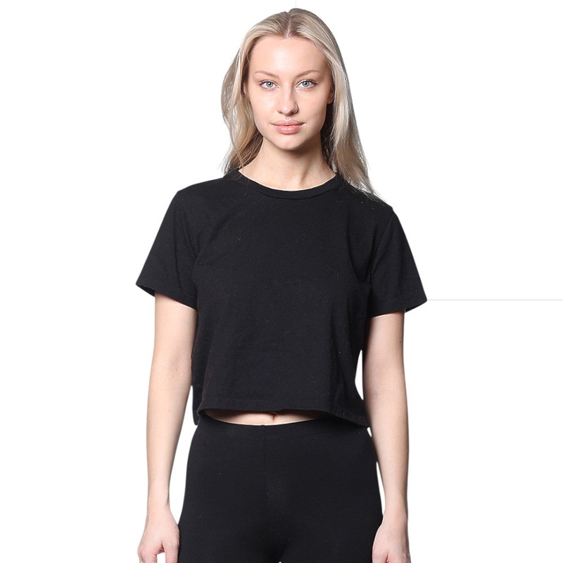 Royal Apparel 2011 Womens Rib Knit Cropped Tee Made in USA