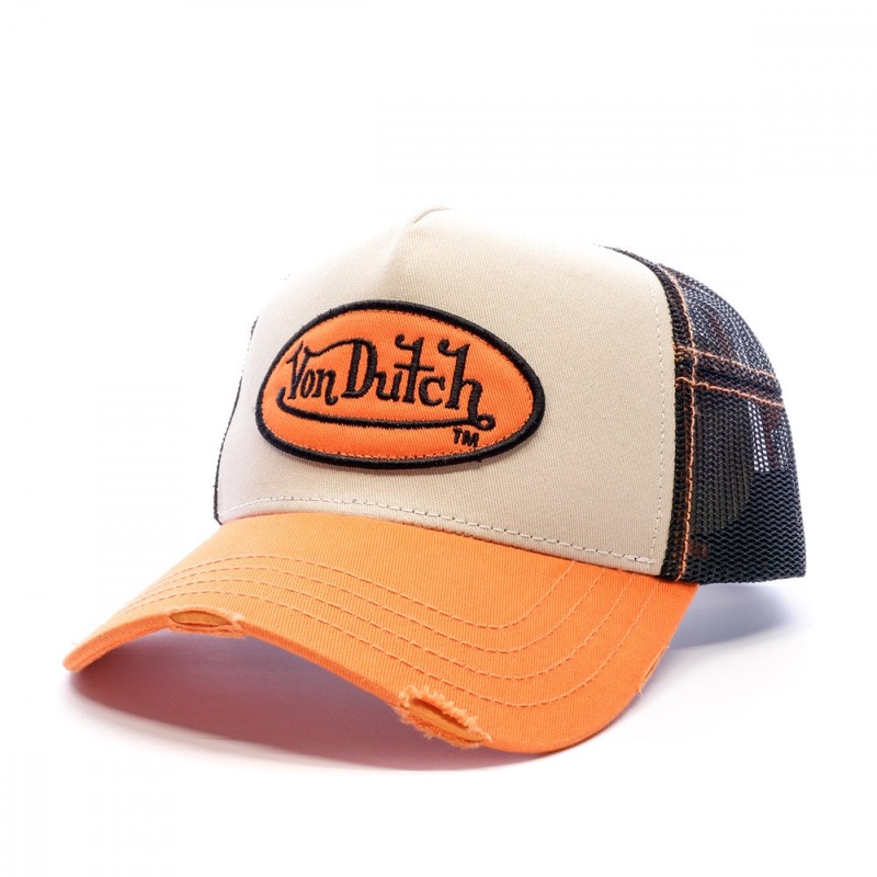 Von Dutch – Oval Patch Black/Beige/Orange Trucker Cap