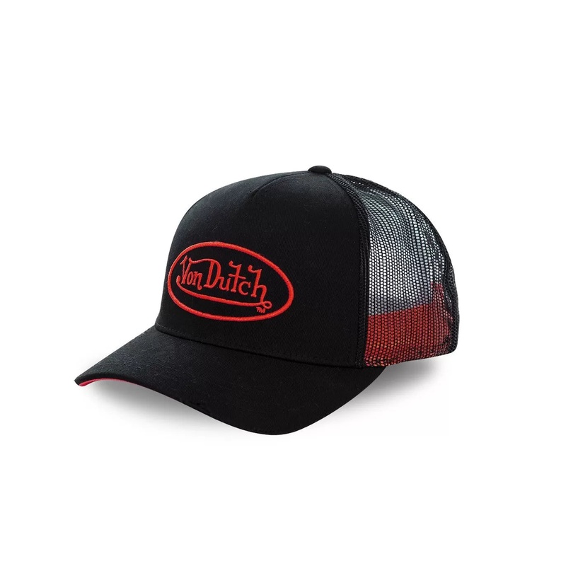 Von Dutch – Oval Patch Black/Red Trucker Cap