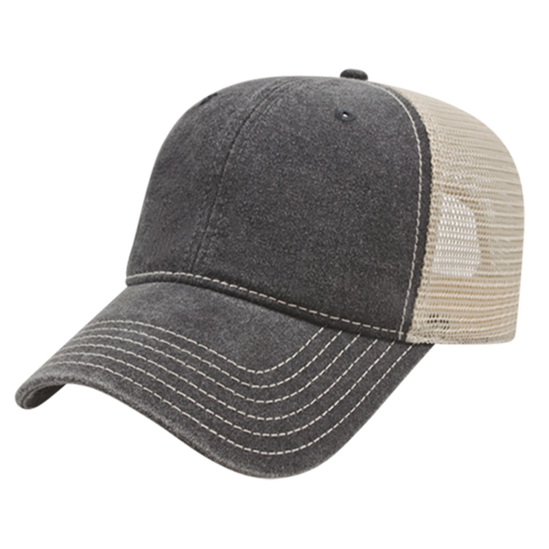 Cap America i3027 – Washed Pigment Dyed Trucker Mesh Cap – Blank