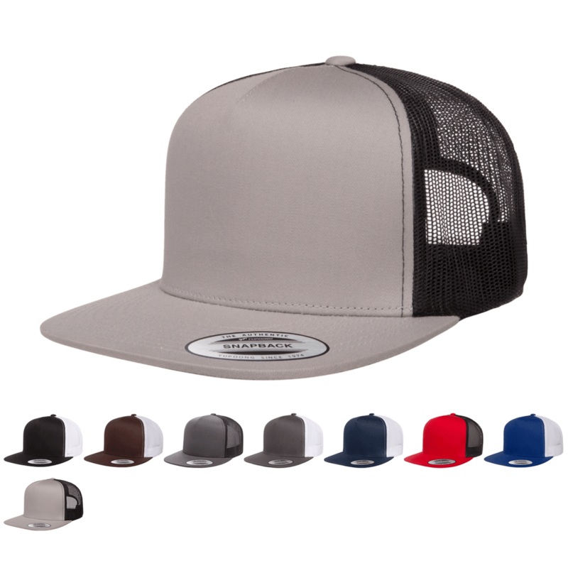 Yupoong 6006T Classic Trucker Snapback Hat, Flat Bill – Lot of 12 Hats (1 Dozen) – YP Classics