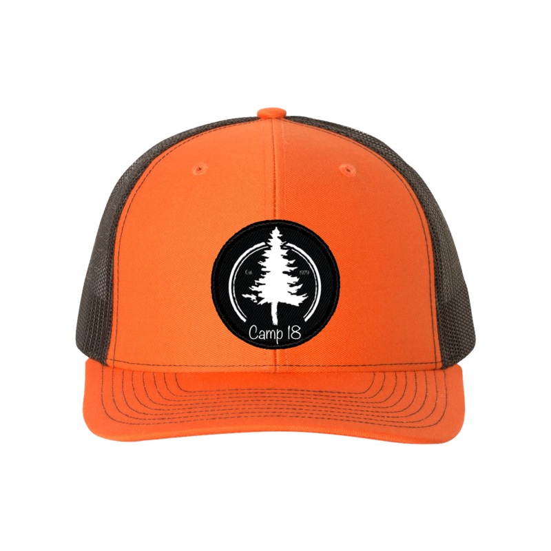 Camp 18    Patch Richardson Snapback Trucker Hat Orange/Black