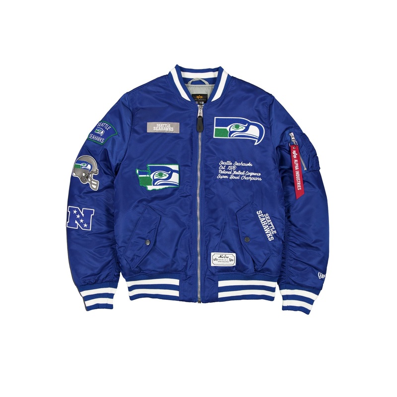 Alpha Industries x Seattle Seahawks Historic Blue MA-1 Bomber Jacket