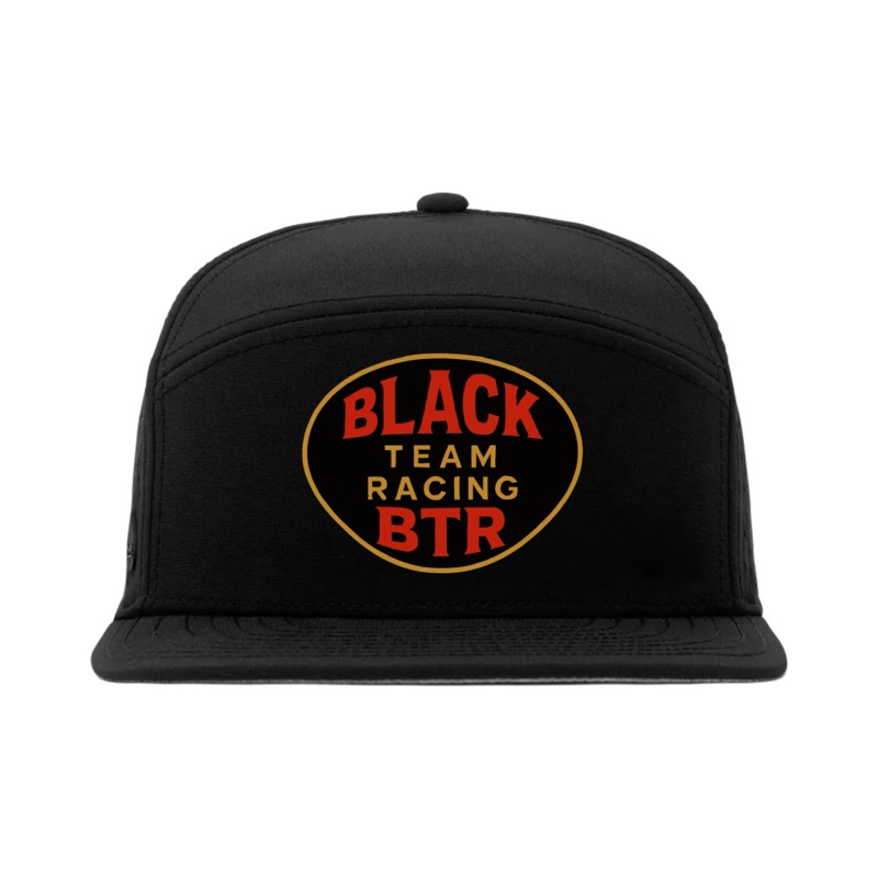 Black Team Racing  Waterproof Performance HTV Flat Brim Snapback Hat Black
