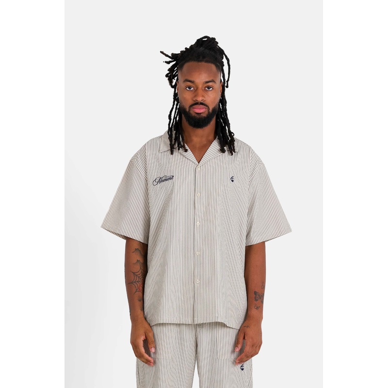 SIXTH JUNE – Textured Stripes SS shirt – Navy