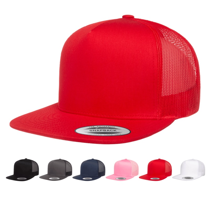 Yupoong 6006 Classic Trucker Snapback Hat, Flat Bill Hat with Mesh Back – YP Classics