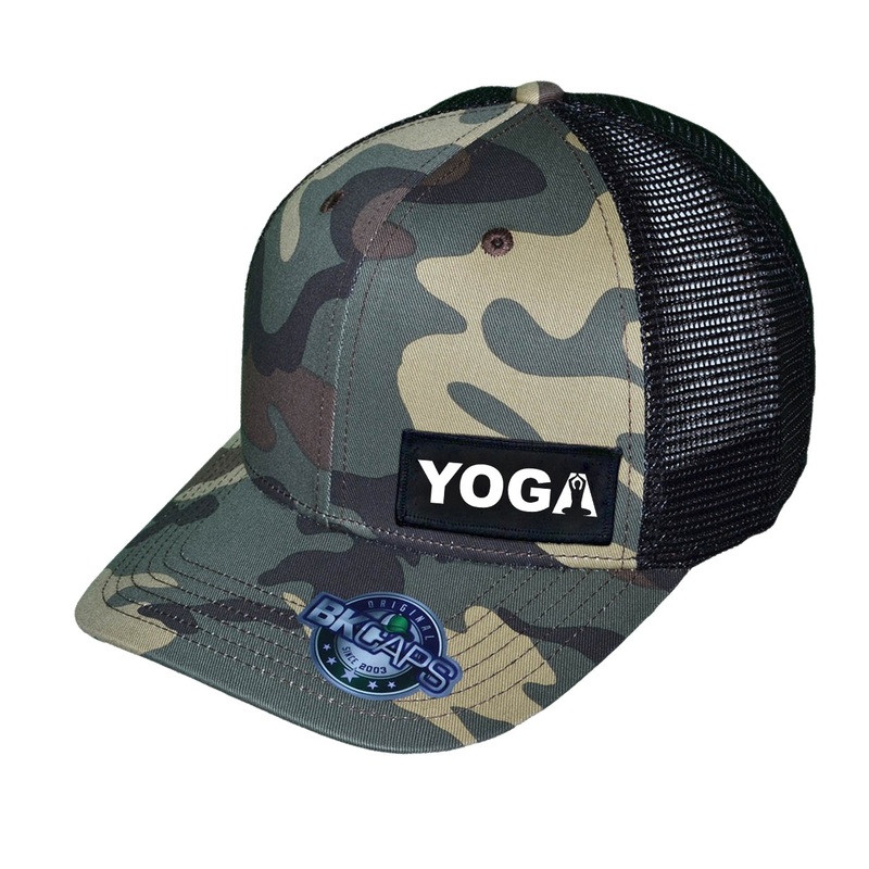 Yoga Meditation Logo   Patch Snapback Trucker Hat Khaki/Camo