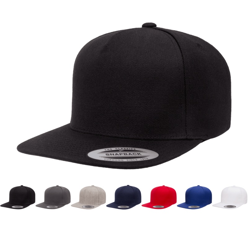 Yupoong 5089M Premium 5-Panel Snapback Hat, Flat Bill Cap – YP Classics