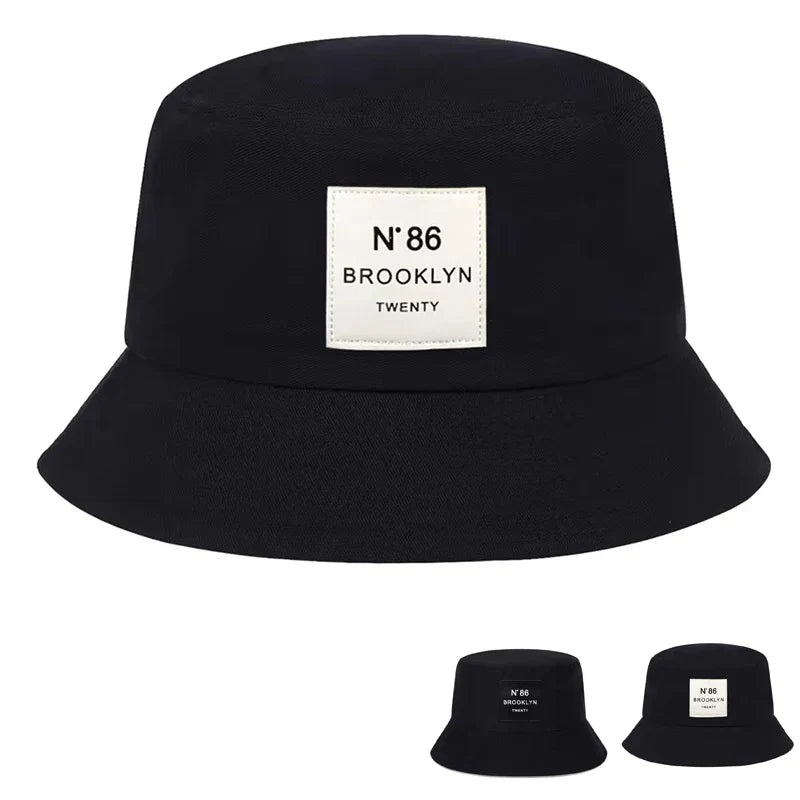 Unisex Panama Bucket Hat|Black|Back white