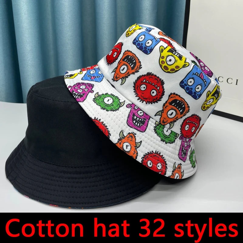 2024 New Bucket Hats Letter Embroidered Double-sided Fisherman