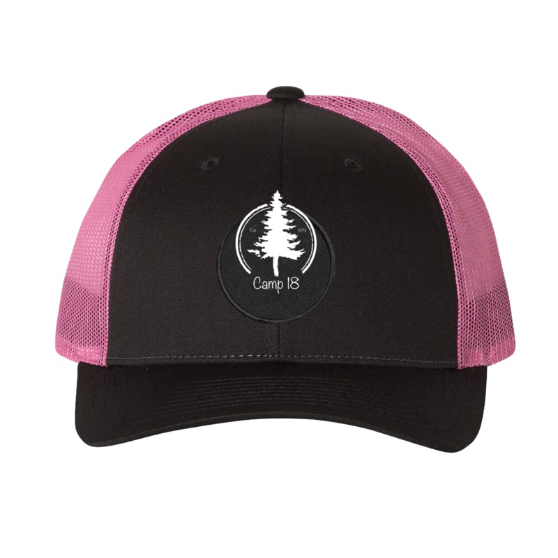 Camp 18    Patch Snapback Trucker Hat Dark Gray/Neon Pink