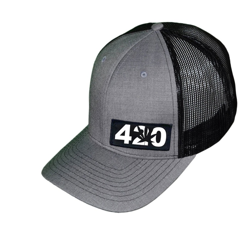 420 Leaf Logo   Patch Snapback Trucker Hat Heather Gray/Black