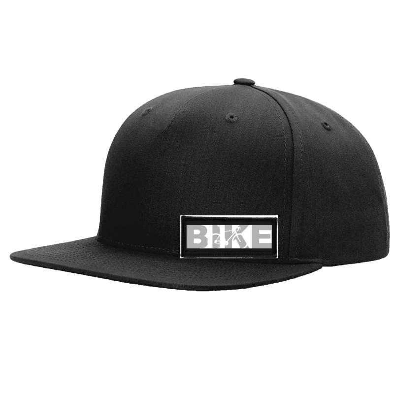 Bike Cycling Logo   Patch Snapback Flat Brim Hat Black