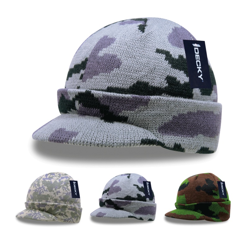Decky 8034 – Camo Hybricap, Camouflage Beanie, Knit Cap