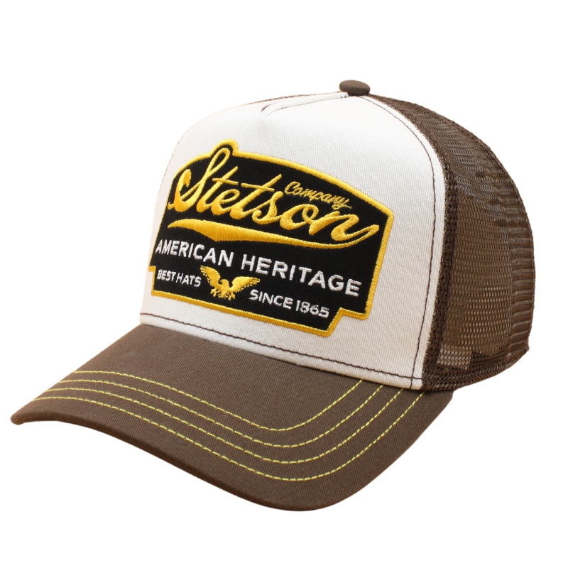 American Heritage Trucker Cap – White/Brown