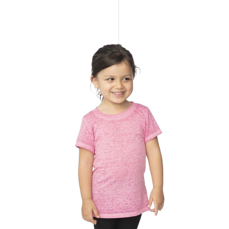 Royal Apparel 22580BO Toddler Burnout Wash Short Sleeve Girls Tee Made in USA