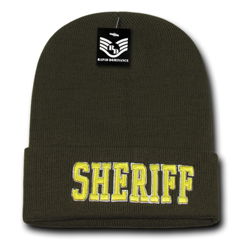 Sheriff Law Enforcement Knit Beanie Cap – Olive – R81