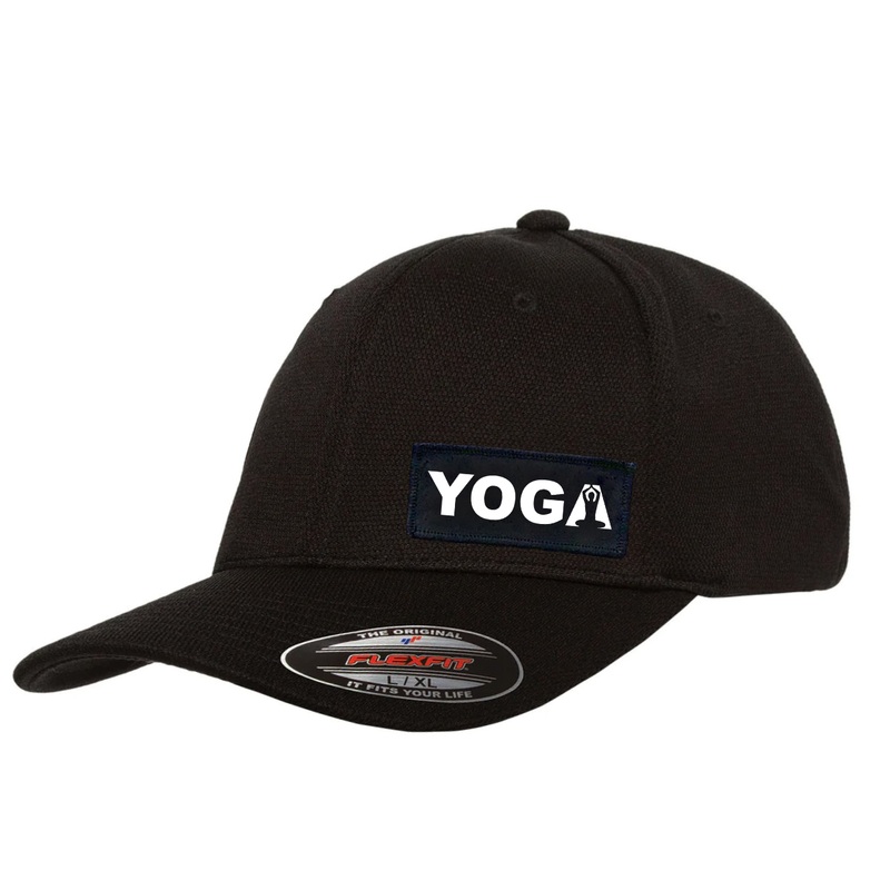 Yoga Meditation Logo   Patch Flex-Fit Hat Black