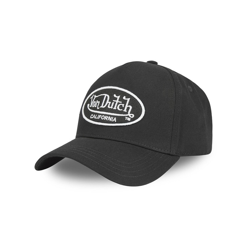 Von Dutch – Oval Patch – Black (White Logo) – A-Frame Cap