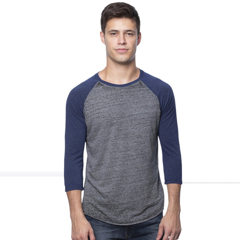 Royal Apparel 20160BO Unisex Triblend Raglan Baseball Tee  Burnout Wash Made in USA
