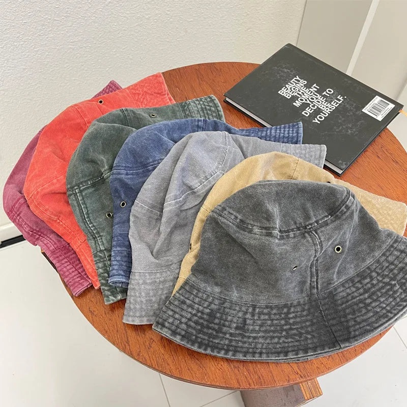 Washed Denim Bucket Hat Women Fisherman’s Hat Bucket Hat