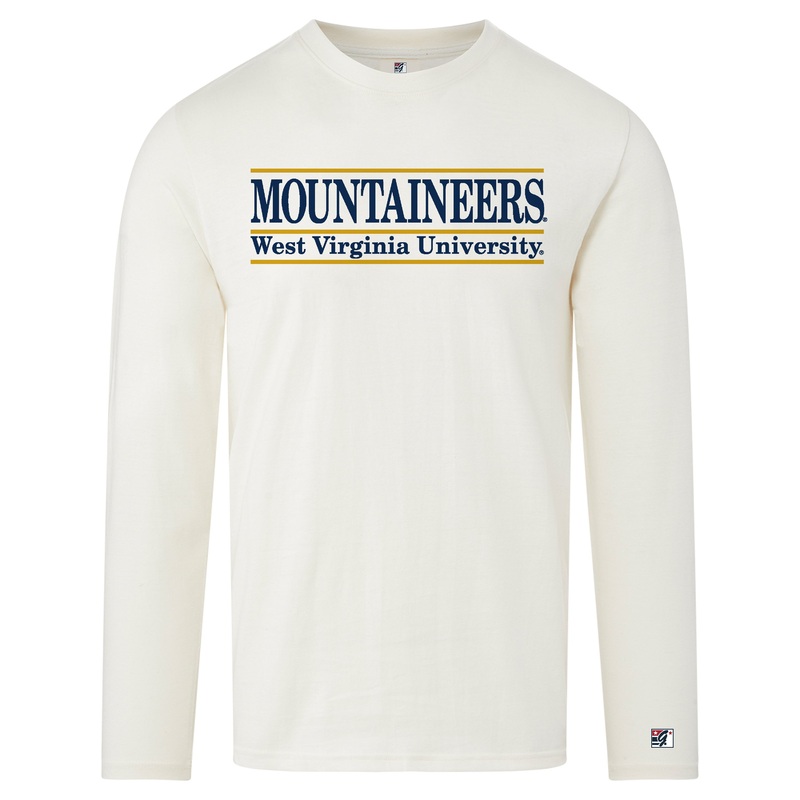 WVU Retro Bar Long Sleeve|White|S|M|L|XL|XXL