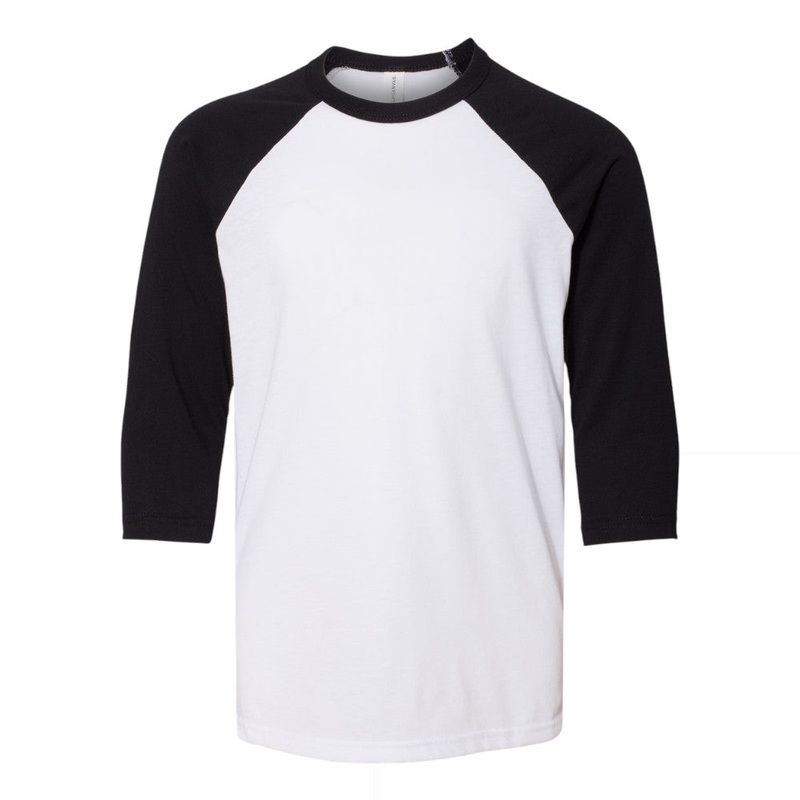 BELLA+CANVAS 3200Y Youth Three-Quarter Sleeve Baseball Tee