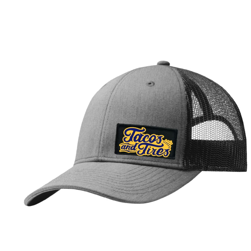 Tacos and Tires   Patch Snapback Trucker Hat Heather Gray/Black