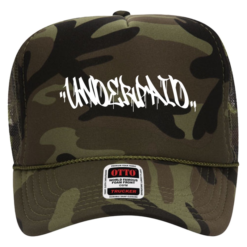 Underpaid  5 Panel High Crown Mesh Back Trucker Hat Camo