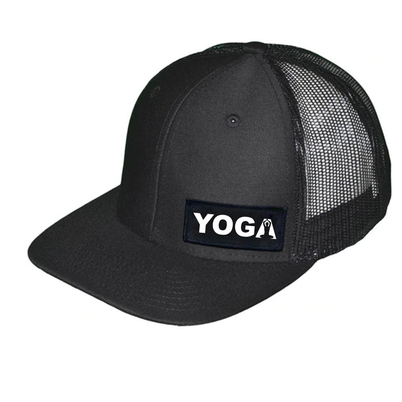 Yoga Meditation Logo   Patch Snapback Trucker Hat Black