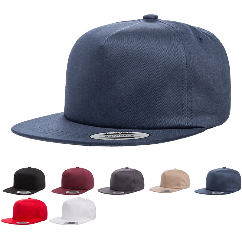 Yupoong 6502 Unstructured 5-Panel Snapback Hat, Flat Bill Cap – YP Classics