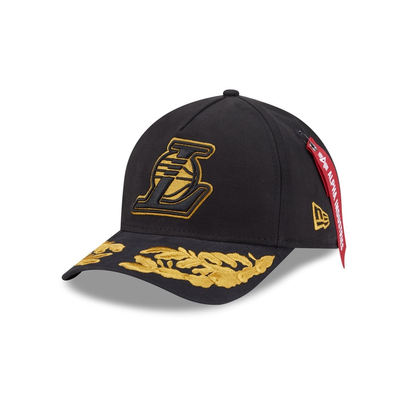 Alpha Industries x Los Angeles Lakers Black 9FORTY M-Crown A-Frame Snapback Hat