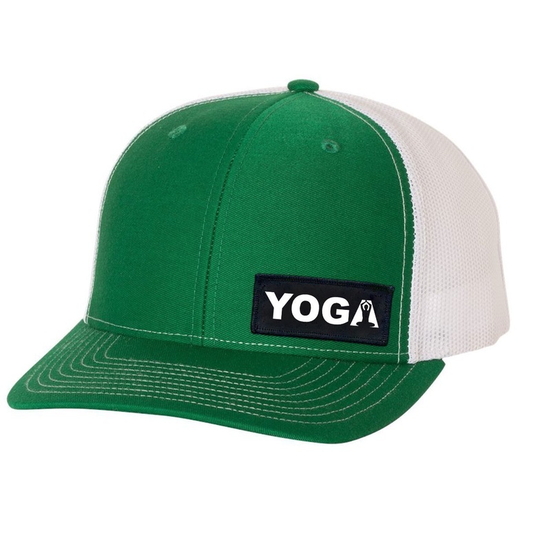 Yoga Meditation Logo   Patch Snapback Trucker Hat Green/White