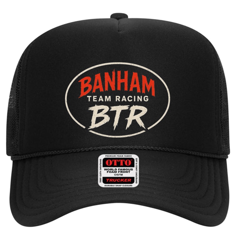 Banham Team Racing  5 Panel High Crown Mesh Back Trucker Hat Black